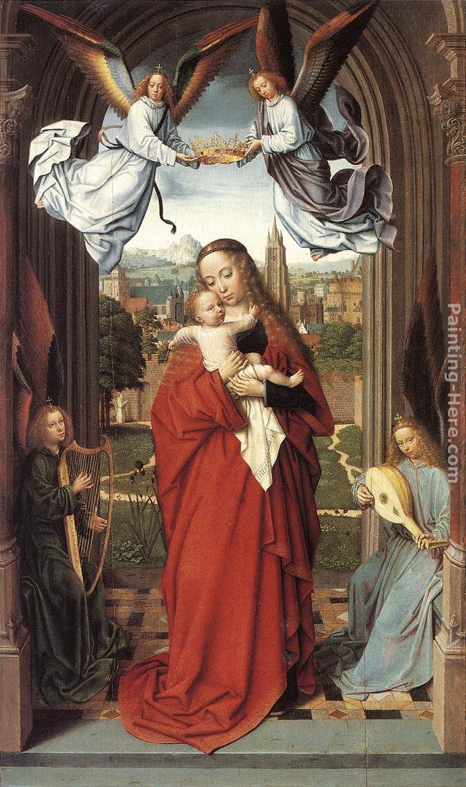 Virgin and Child with Four Angels painting - Gerard David Virgin and Child with Four Angels art painting